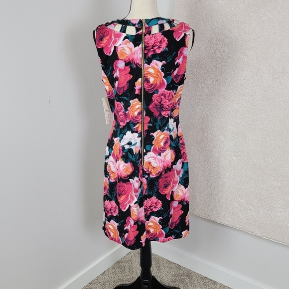 Eliza J Multi Color Floral Fit-N-Flare Pleated Sleeveless Midi Dress Sz 8 NEW - Picture 3 of 15